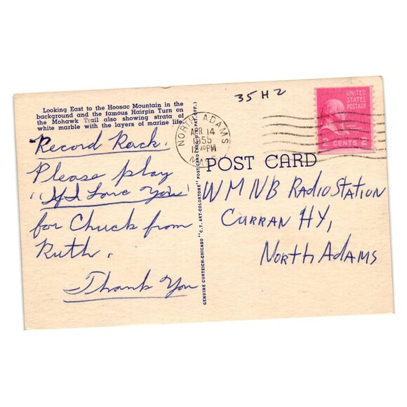 Vintage Postcard New Englands Natural Bridge Route 8 North Adams MA WMNB Request - Picture 2 of 2